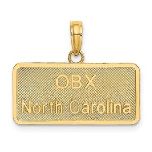 14k Yellow Gold Travel OBX NORTH CAROLINA License Plate Charm